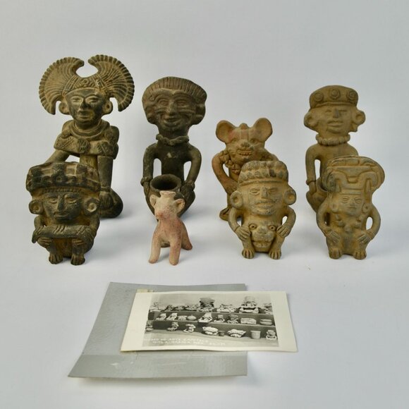 Museum Copies Terra Cotta Pre-Historic Zapotec Indians Oaxaca Mexico 1960s Vinta - Picture 1 of 11